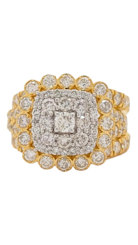 14kt Yellow Gold Bridal Set with 3.00ct Spiky Style Square-Shaped Diamonds