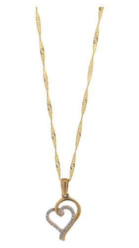10kt Yellow Gold 2-Heart Pendant with 0.06ct Diamonds