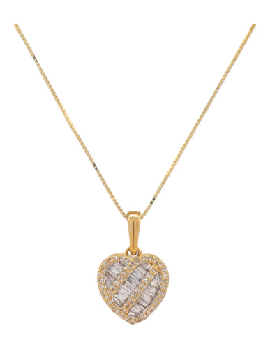 10kt Yellow Gold Heart Pendant with 0.35ct Baguette Diamonds 10kt Yellow Gold Heart Pendant with 0.35ct Baguette Diamonds