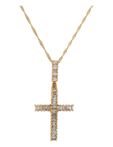 10kt Yellow Gold Cross Pendant with 0.35ct Baguette Diamonds 10kt Yellow Gold Cross Pendant with 0.35ct Baguette Diamonds