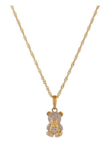 10kt Yellow Gold Teddy Bear Pendant with 0.10ct Diamonds