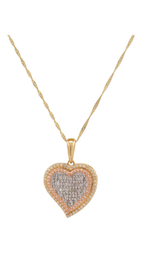 10kt Two-Tone Rose and Yellow Gold Heart Pendant with 0.48ct Diamonds 10kt Two-Tone Rose and Yellow Gold Heart Pendant with 0.48ct Diamonds