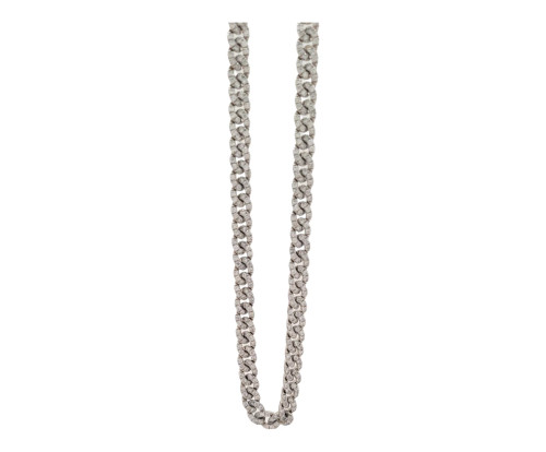 10K White Gold Cuban Link Chain with 12.95ct Diamonds