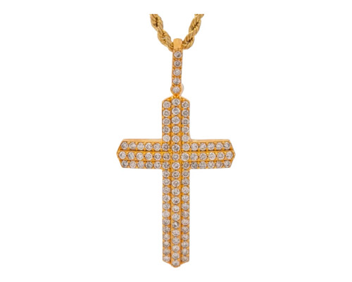 10K Yellow Gold Men's Cross Pendant with 1.60ct Diamonds 10K Yellow Gold Men's Cross Pendant with 1.60ct Diamonds
