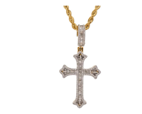 10K Yellow Gold Cross Pendant with 0.60ct Diamonds 10K Yellow Gold Cross Pendant with 0.60ct Diamonds