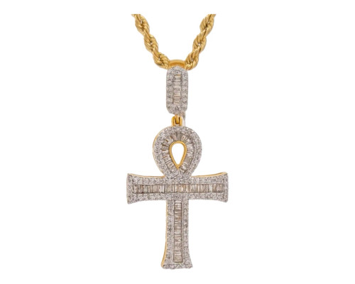 10K Yellow Gold Ankh Cross Pendant with 0.85ct Diamonds 10K Yellow Gold Ankh Cross Pendant with 0.85ct Diamonds