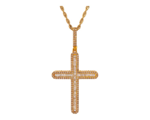 10K Yellow Gold Men's Cross Pendant with 2.67ct Diamonds 10K Yellow Gold Men's Cross Pendant with 2.67ct Diamonds