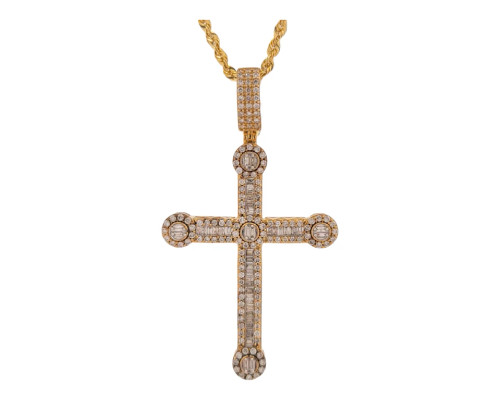 10K Yellow Gold Men's Cross Pendant with 2.00ct Diamonds 10K Yellow Gold Men's Cross Pendant with 2.00ct Diamonds