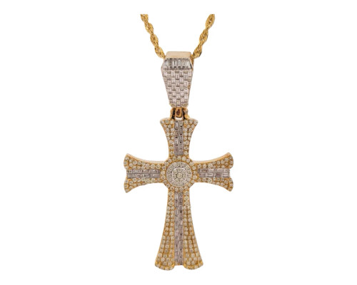 10K Yellow Gold Cross Pendant with 2.24ct Diamonds 10K Yellow Gold Cross Pendant with 2.24ct Diamonds