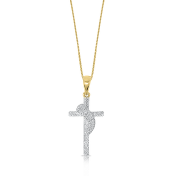 【5/25まで限定値下げ】Llife K10 NECKLACE 10K Gold Cross Baguette Ladies Pendant with 0.25ct Diamonds