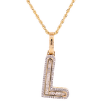 10k Yellow Gold 0.26ct Baguette Diamonds Initial "L" Unisex Pendant