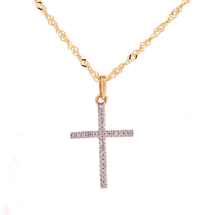 10K Gold 0.05ct Diamonds white cross pendant