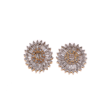 10K Gold 0.37ct Baguette Diamonds Round Unisex Earrings