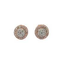 2-Step Round Shape Diamond Earrings in 10k Rose Gold with 0.31ct