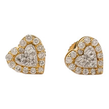 10k Yellow Gold 0.34ct Diamond Heart Earrings