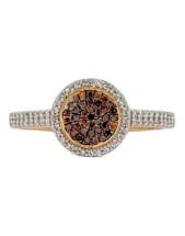 10k Yellow Gold Ring with Red Stones and 0.4ct Diamonds