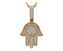 10K Yellow Gold Hamsa Pendant with 1.42ct Diamonds