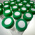 SeptaSecure 15 mL centrifuge tubes, each featuring a cap with an uncut silicone septum neatly arranged on in a tray. These centrifuge caps are designed for easy access and secure sealing, ensuring contamination-free handling and precise sample management in laboratory settings