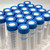 SeptaSecure 15 mL Type-F tubes with blue cross-cut septum caps. The tubes are neatly aligned and empty, marked with clear volume measurements. The focus on the septum cap, particularly visible on one of the tubes, highlights its design for easy and sterile access to the contents without removing the cap. This setup is typical for scientific laboratories where maintaining sample integrity is crucial.