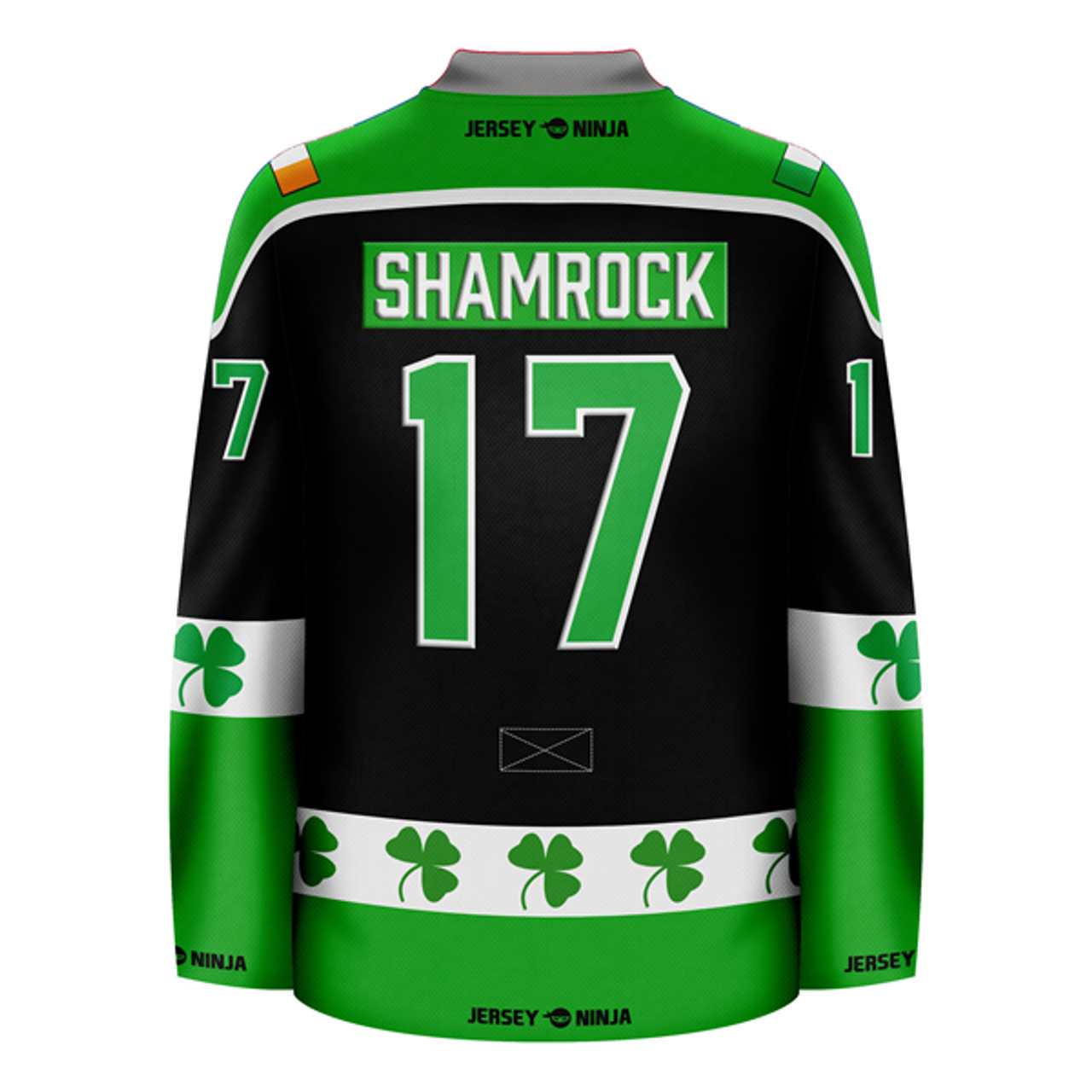 Jersey Ninja - St Patrick's Irish Shamrock Black Holiday Hockey Jersey