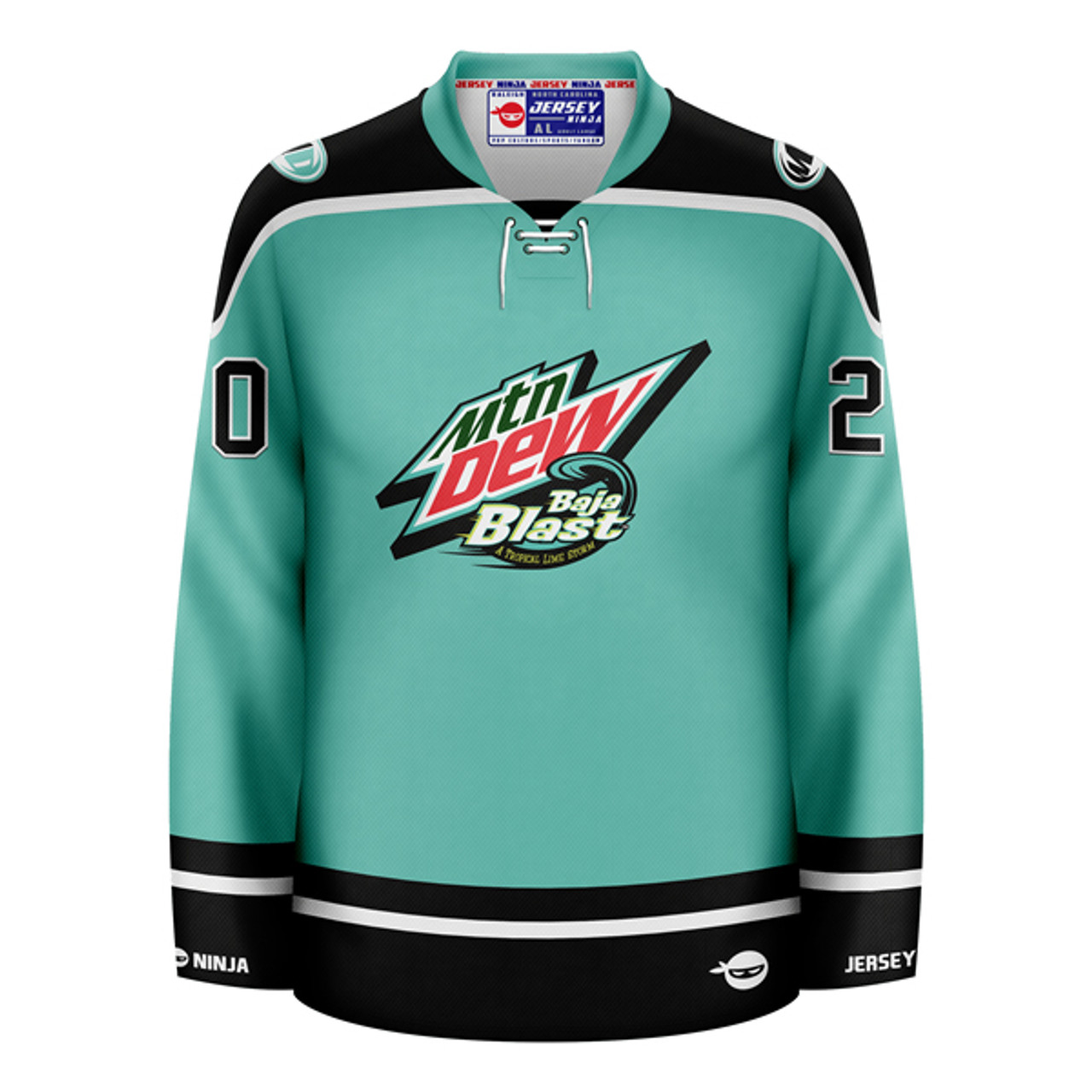 Jersey Ninja - Mountain Dew Baja Blast Teal Hockey Jersey