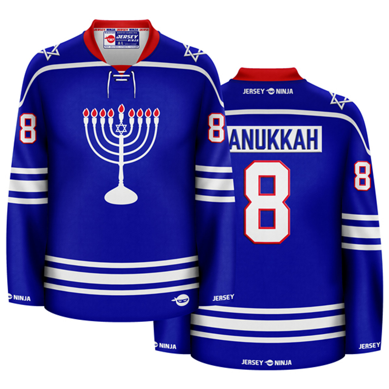 Hanukkah Emblazoned Menorah Holiday Hockey Jersey