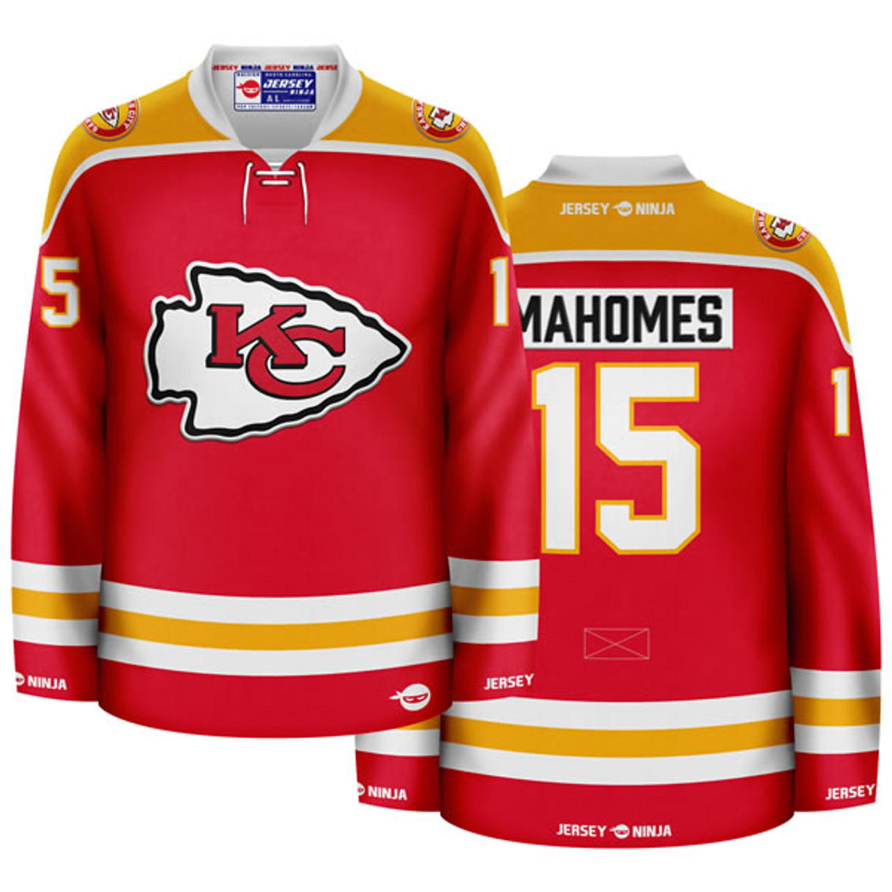 Jersey Ninja - Kansas City Chiefs Red Patrick Mahomes Crossover Hockey  Jersey