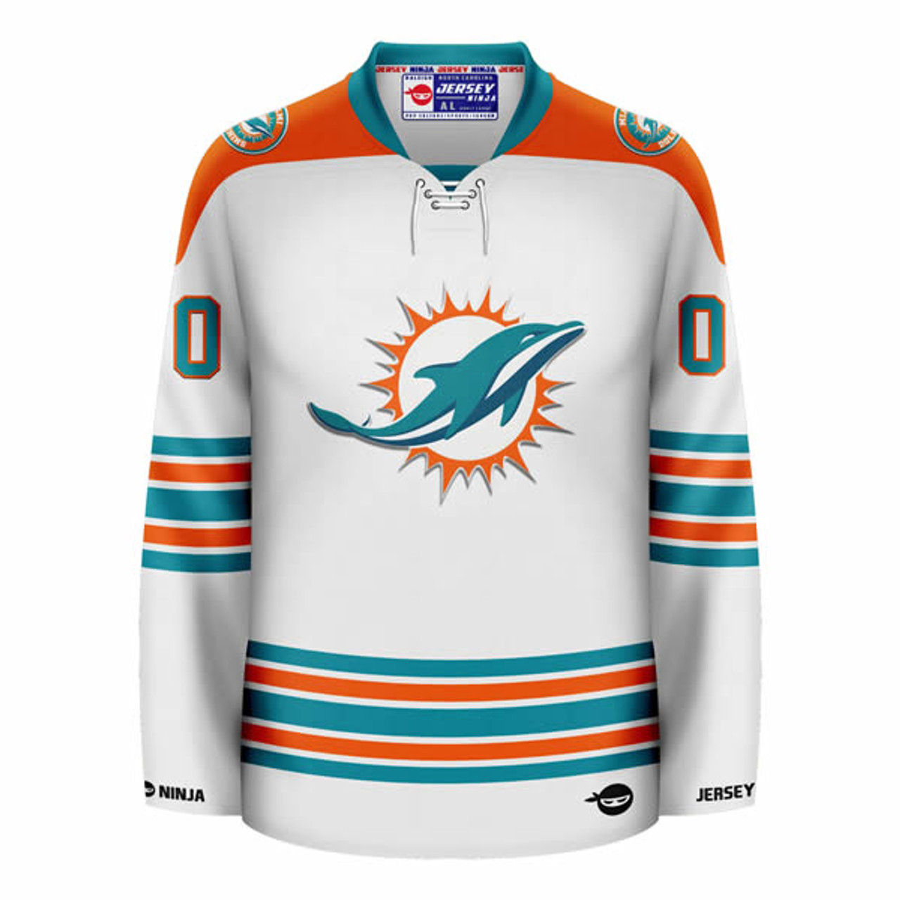 Jersey Ninja - Miami Dolphins White Hockey Jersey