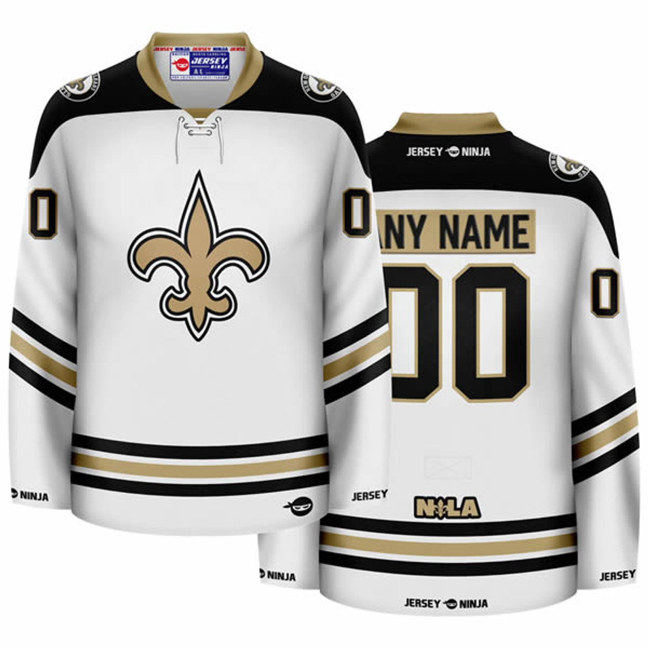 white and gold saints jersey