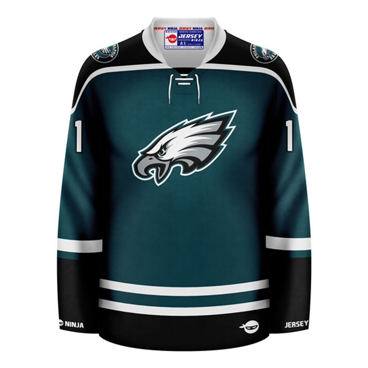 Jersey Ninja - Philadelphia Eagles Green Jalen Hurts Crossover Hockey Jersey