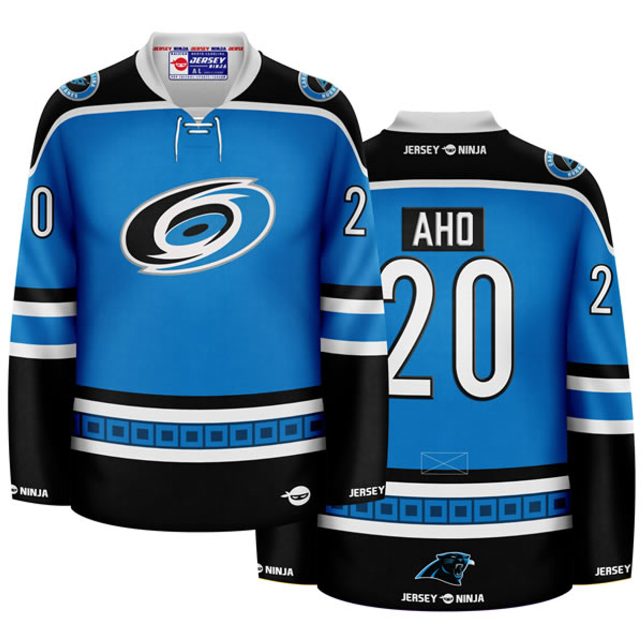 Carolina Hurricanes x Panthers Blue Sebastian Aho Mashup Hockey Jersey