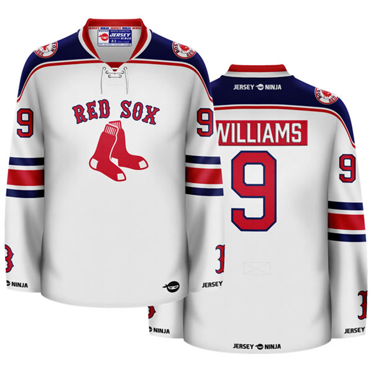 Jersey NInja - Boston Red Sox White Ted Williams Crossover Hockey