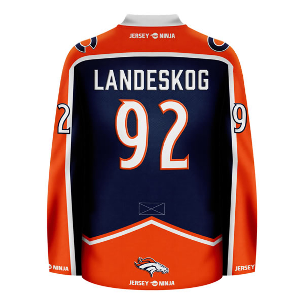 Colorado Avalanche x Denver Broncos Blue Landeskog Mashup Hockey Jersey