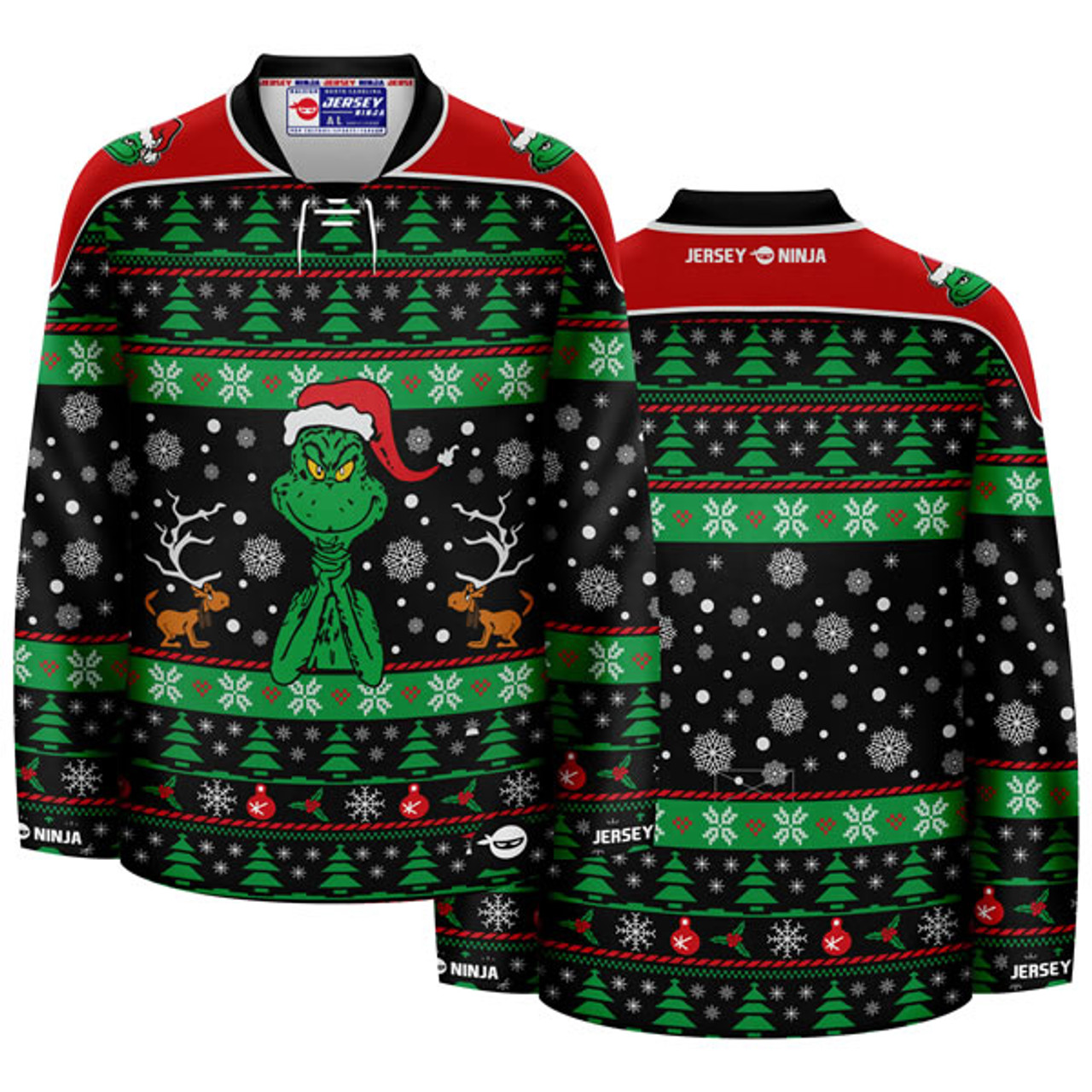 Christmas Winter Greens Ugly Sweater Hockey Jersey