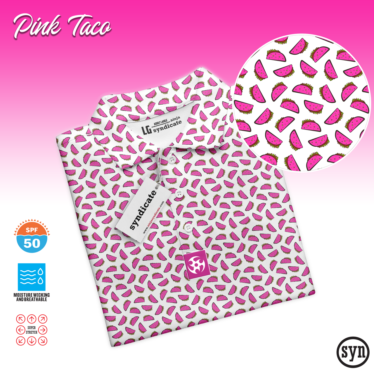 Jersey Ninja NSFW Pink Taco Performance Polo