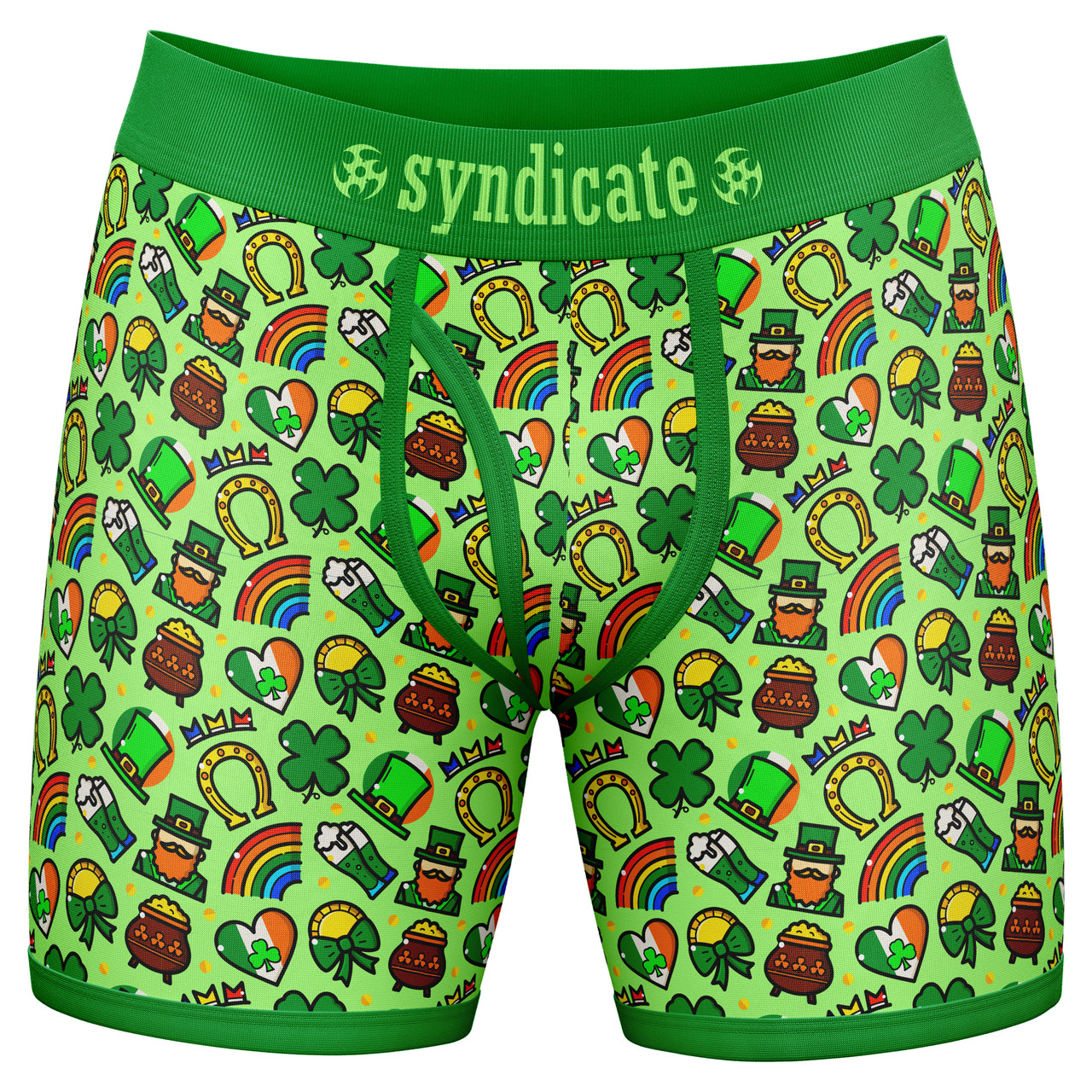St Patricks Day Rainbows of Gold Performance Flex Boxer Briefs