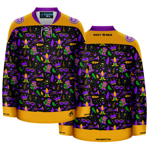 Jersey Ninja - Mardi Gras Fat Tuesday Ugly Sweater Holiday Hockey Jersey - COMBINED