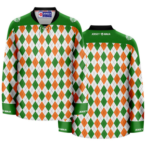 Jersey Ninja - St Patrick's Day Irish Argyle Ugly Sweater Holiday Hockey Jersey - COMBINED