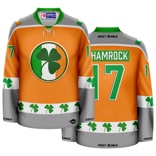 Jersey Ninja - St Patrick's Irish Shamrock Green Holiday Hockey Jersey