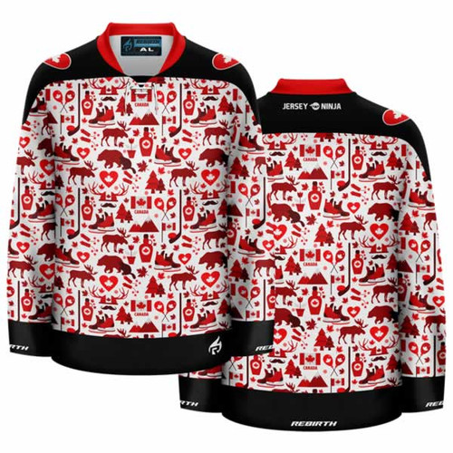 Jersey Ninja - Canada Day Beaver Collage Ugly Sweater Holiday Hockey Jersey - COMBINED