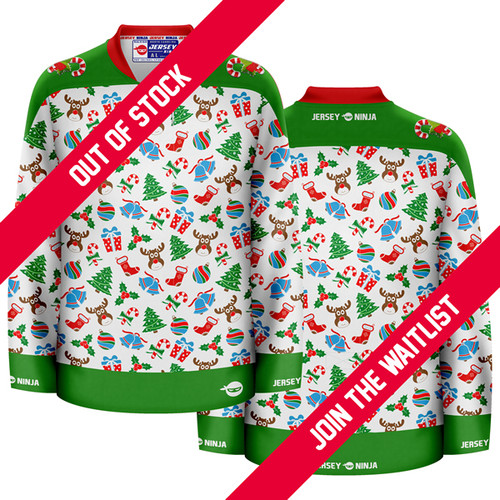 Jersey Ninja - Christmas Pattern Gifts & Holly Holiday Hockey Jersey - OUT OF STOCK