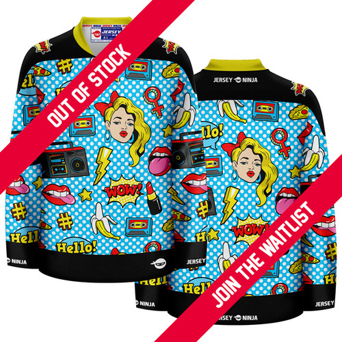 Jersey Ninja - 80's Retro Pattern Pop Culture Hockey Jersey - WAIT LIST