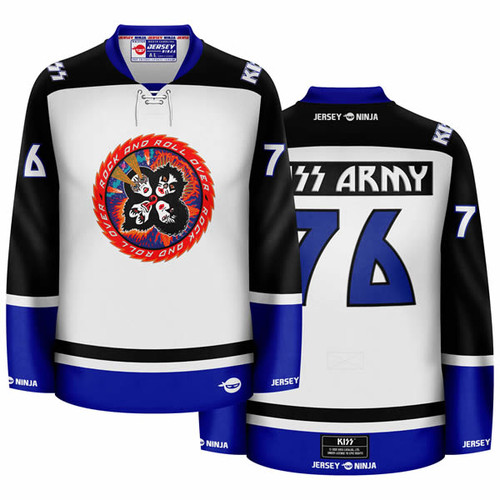 KISS Rock and Roll Over White Hockey Jersey - COMBINED