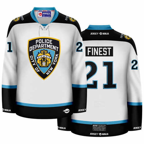 Officially Licensed NYPD Shield White Hockey Jersey - COMBINED