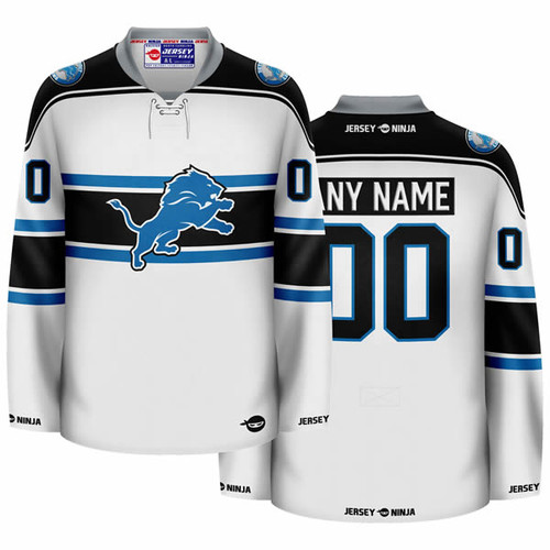 Detroit Lions White Hockey Jersey - COMBINED