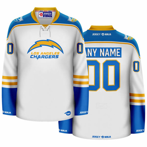 Los Angeles Chargers White Hockey Jersey - COMBINED