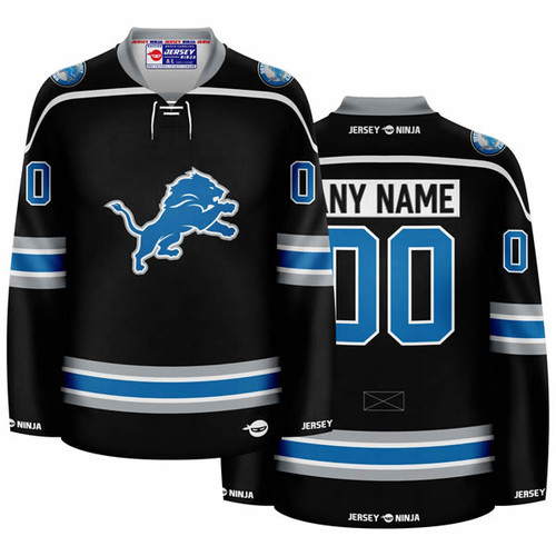 Detroit Lions Black Hockey Jersey - COMBINED