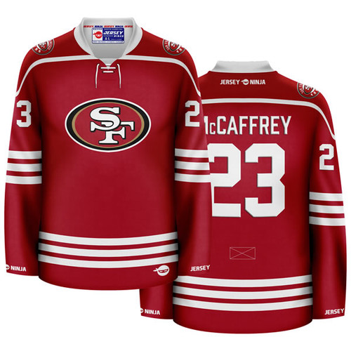 San Francisco 49ers Red Christian McCaffrey Hockey Jersey - COMBINED