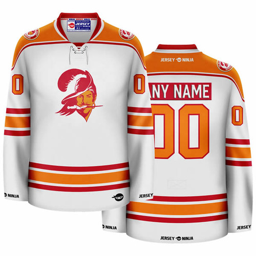 Tampa Bay Buccaneers White Hockey Jersey - 1976 Throwback - COMBINED