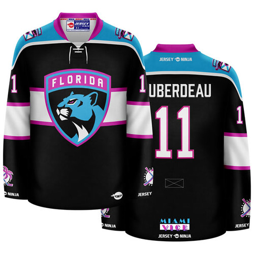 Jersey Ninja - Florida Panthers x Miami Vice Jonathan Huberdeau Mashup Hockey Jersey - COMBINED